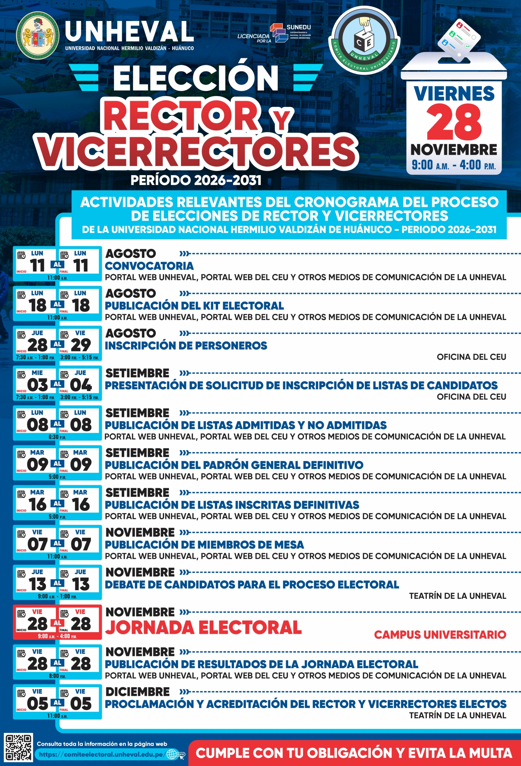 BANER CEU Cronograma RECTOR 2026